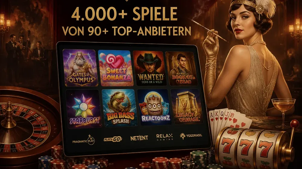 Spielraster mit Slot-Thumbnails verschiedener Anbieter