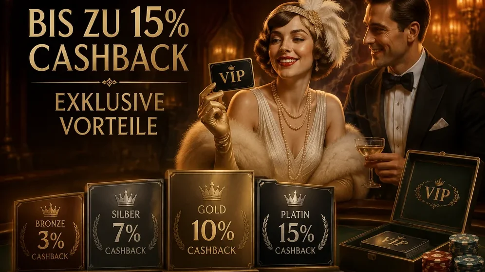 VIP-Karte mit Cashback-Prozentsätzen und Stufenabzeichen